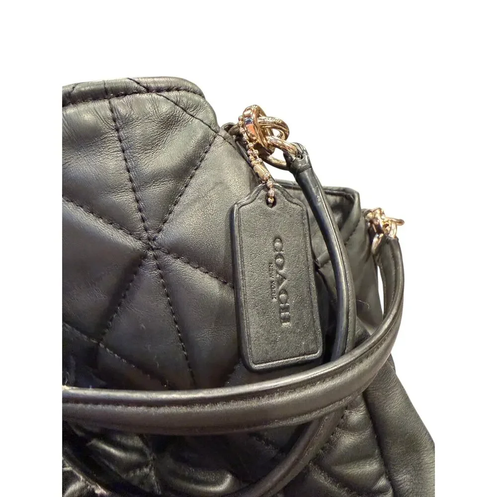 COACH Purse #F36696 Phoebe Shoulder Bag Black Quilted Leather. Retail: $525